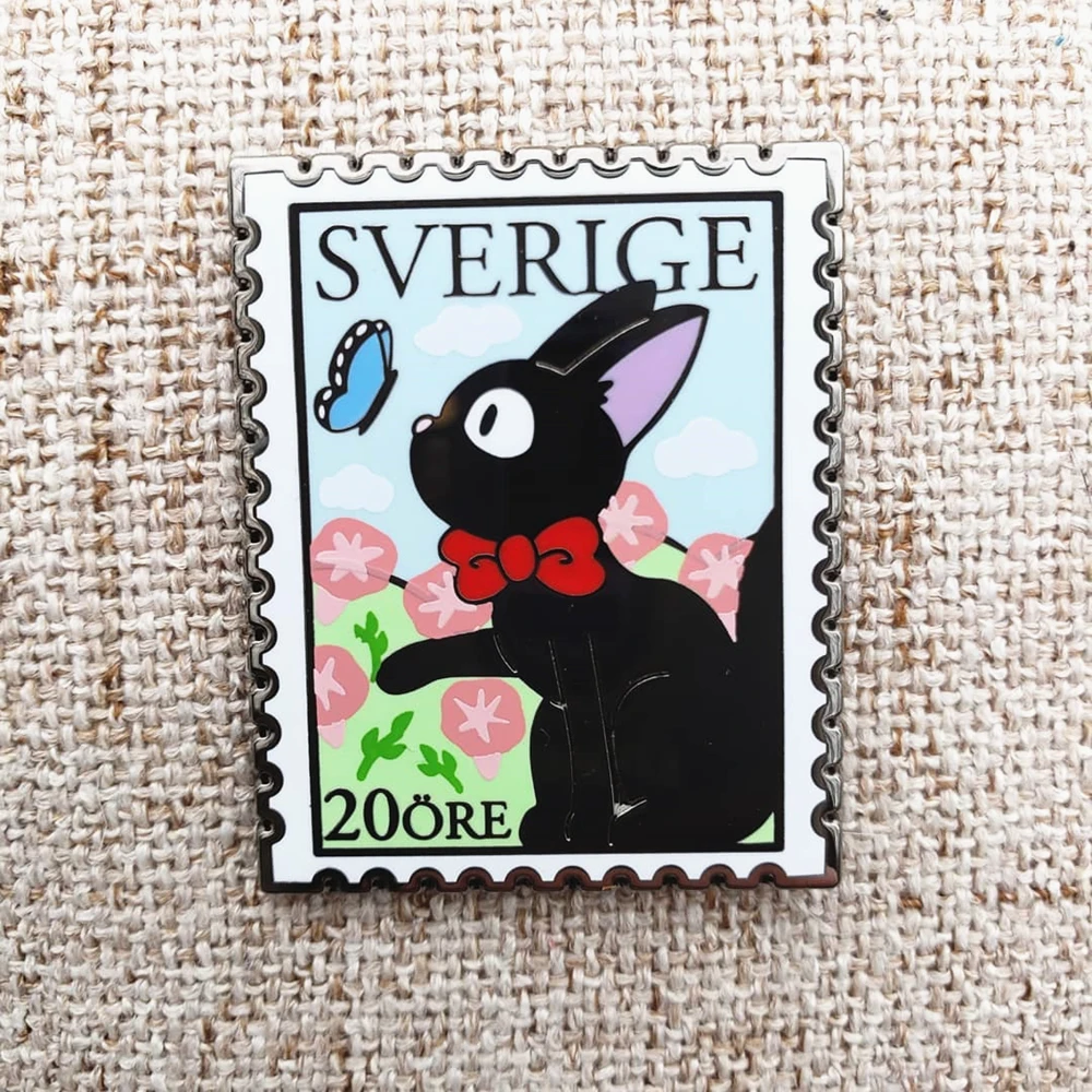 

Kiki's Delivery Services Gigi Stamp Enamel Pins Cute Cartoon Black Cat Lapel Pin Jacket Jeans Badge Brooch Accessories