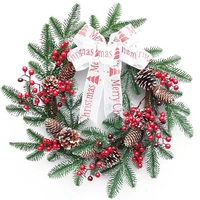 hot colorful and vivid artificial christmas wreath with red berries and pine cone garland christmas decoration