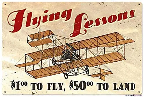 

Twinkle Lessons Metal Tin Sign, Wall Decorative Sign 12 x 8 Inches Decorative Signs Plaques,Flying Lessons Sign