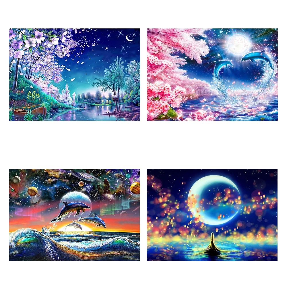 

Алмазная живопись «сделай сам» 5d полная вышивка пейзаж ловушка мир Дельфин мозаика вышивка крестиком искусство ручной работы хобби домашн...