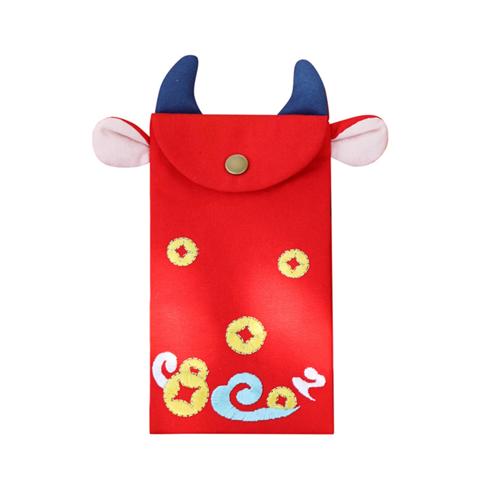 

5PCS Red Envelope Embroidered Bull-shaped Hongbao New Year Red Envelope Fabric Red Packet Chinese New Year Red Packet Gift Bag