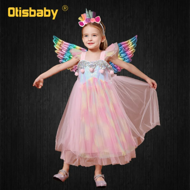 3 шт. платье для девочек с радужным единорогом Bebe Розовая лошадь одежда Хэллоуина