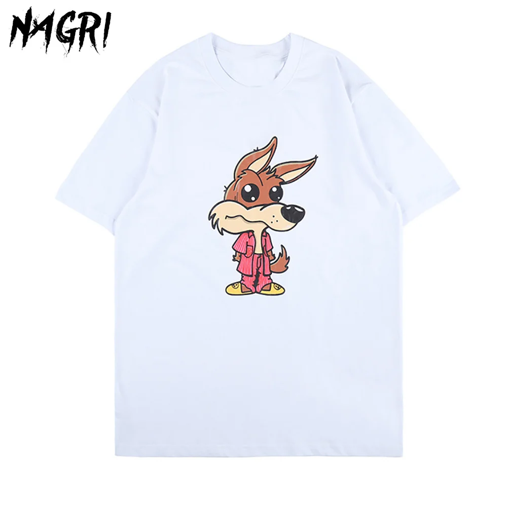 

Футболка с графическим принтом лисы, мультяшная футболка, модные повседневные футболки с коротким рукавом, мужские и женские хлопковые фут...