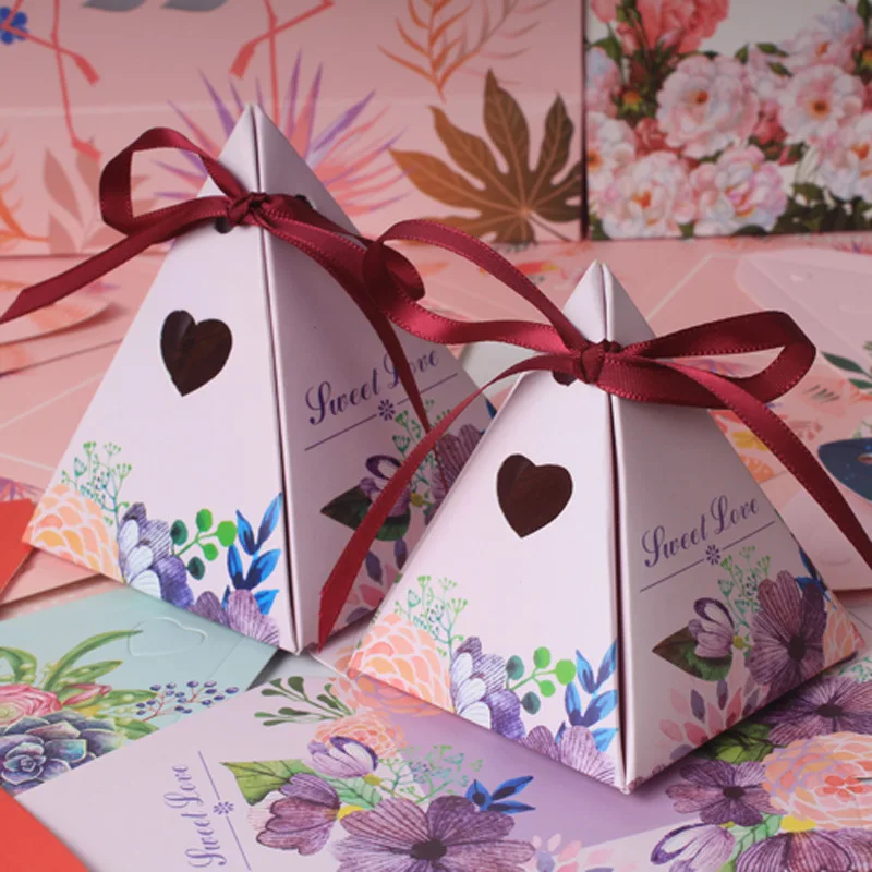Wedding Favors Party Supplies Paper Gift Boxes With Thanks Card Chocolate Box