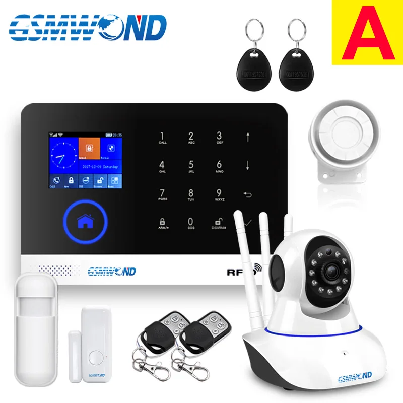 Wi-Fi GSM приложение RFID беспроводной домашней безопасности gsm сигнализация сенсорная клавиатура 433 МГц Дверной Детектор инфракрасный датчик сигнализации PG-103 W2B - Цвет: A