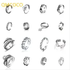 Женское многослойное кольцо QMCOCO, широкое серебряное кольцо с бантами и буквами, 925
