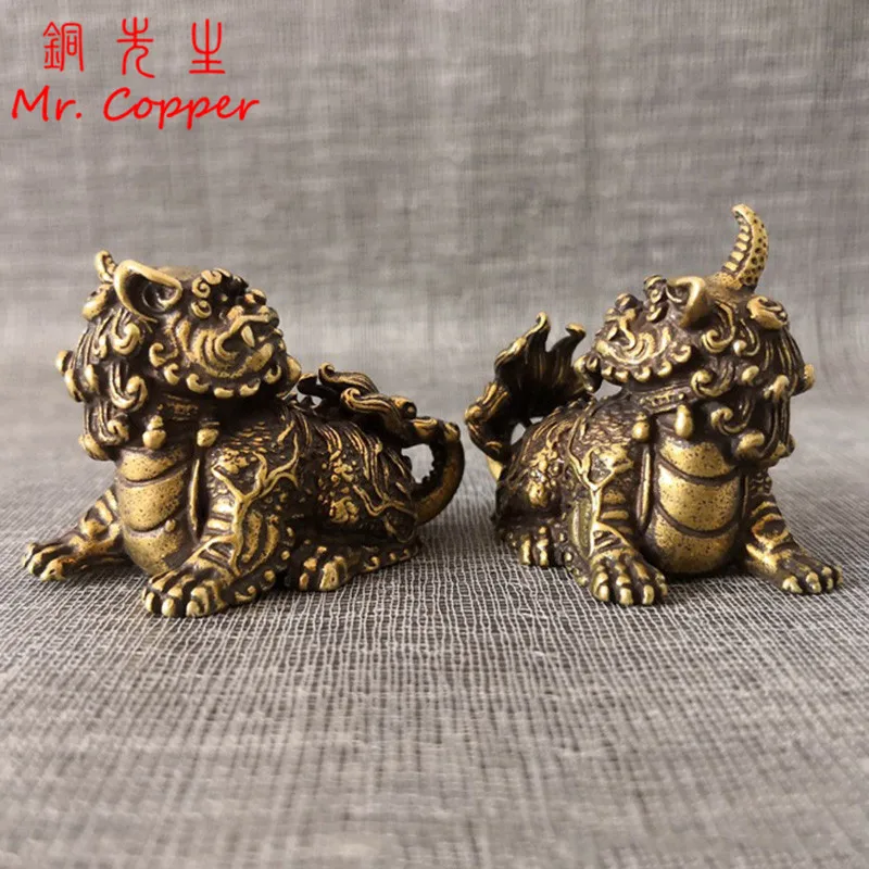 Античные бронзовые украшения фэн шуй винтажные медные статуэтки с животными