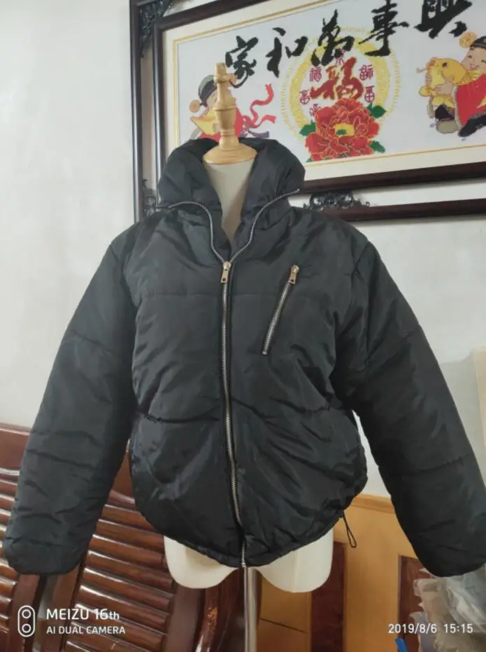 

Women 's Cotton -Padded Jacket Autumn and Winter Korean Style Youth Solid Color Short Warm Long-Sleeved Jacket