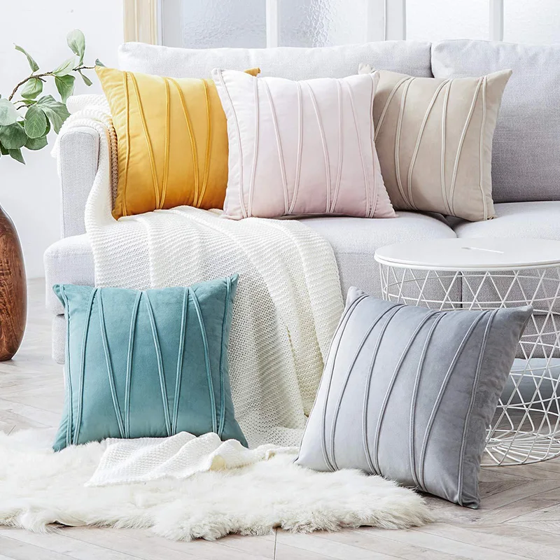 

Velvet Throw Pillow Cover Decorative Square Cushion Case for Sofa Bedroom Car 45*45cm Cozy Pillowcase Modern Style Home Textiles