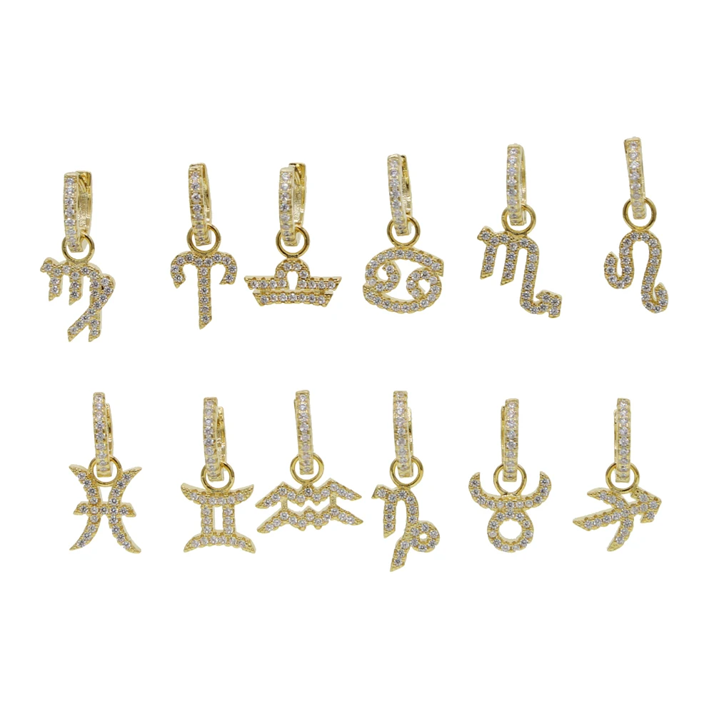 Серьги-кольца женские 12 созвездий с фианитами | Украшения и аксессуары