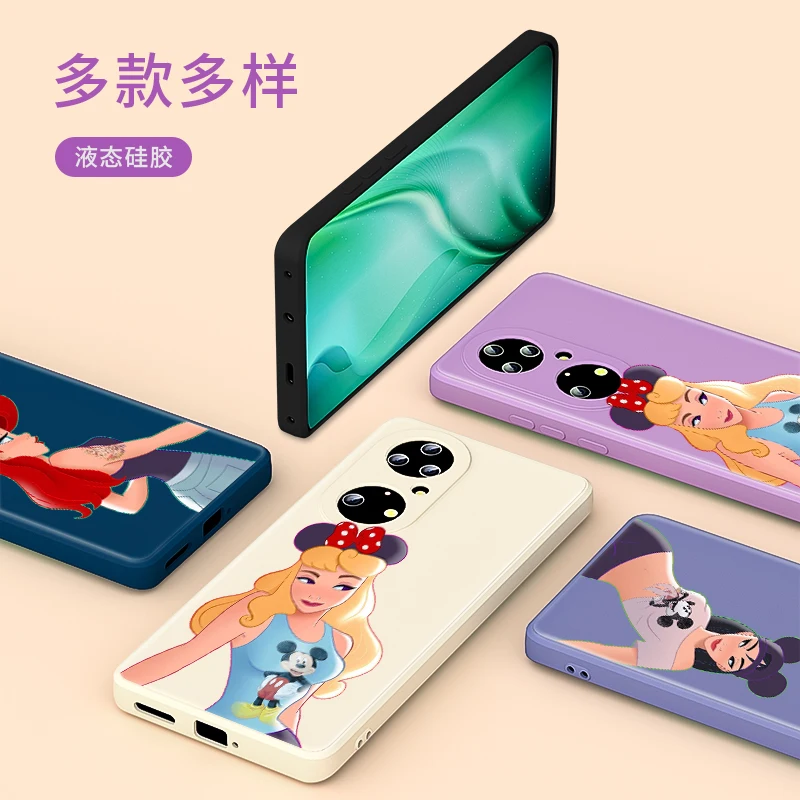 

Disney Cartoon Princess Cute For Huawei P50 P40 P30 P20 5G Lite P Smart Z Pro Plus 2021 2019 Liquid Silicone Soft Phone Case