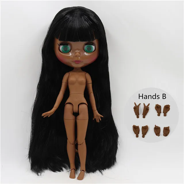 doll with hands B ICY factory шарнирная кукла blyth супер черная кожа темная кожа тон сустава тела черные волосы 30 см игрушка - Цвет: doll with hands B
