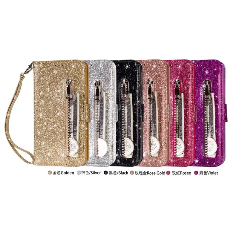 

Fashion Glitter Leather Wallet Card Slots Flip Case Cover For iPhone 6 6S 7 8 11 Pro Max 12 Mini 12 Pro Max X/Xs Max XR SE 2020