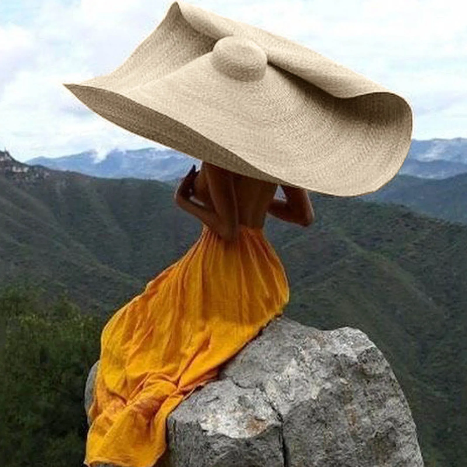 

Oversized Straw Hat For Women Wide Brim Summer Sun Hat Packable Foldable Large Straw Beach Hat 2021 New Fashion chapeau femme