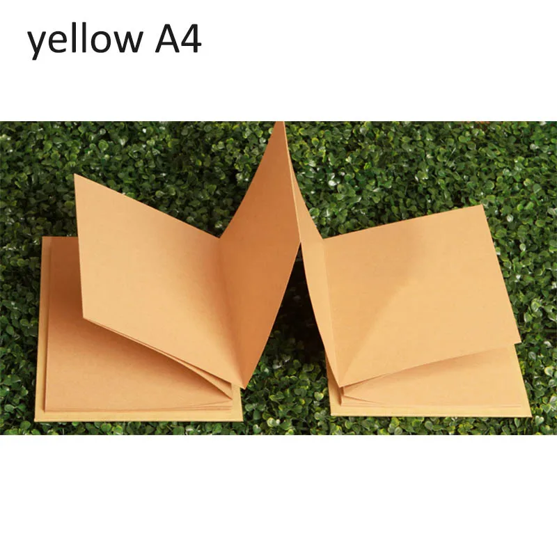 yellow A4 Крафт-бумаги Бумага ручной работы держатель серии Hardcover с Юбилей Скрап тип пасты Тип ручной свадебный фотоальбом 6/8 дюймов A4 складной DIY Фотоальбом - Цвет: yellow A4