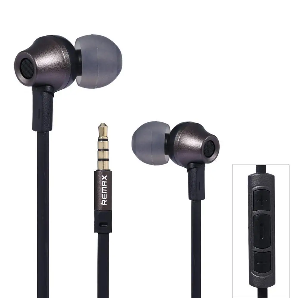 Remax RM-610D 3.5mm Flat Wire Stereo Headsets In-Ear Earphone with Microphone classic style earphone fashionable full of texture