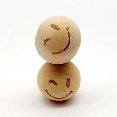smile2 10 шт DIY ювелирные изделия 20 мм дерево цвет лазерная гравировка смайлик звезда Корона Слон Лотос деревянный шарик серьги браслет аксессуары - Цвет: smile2