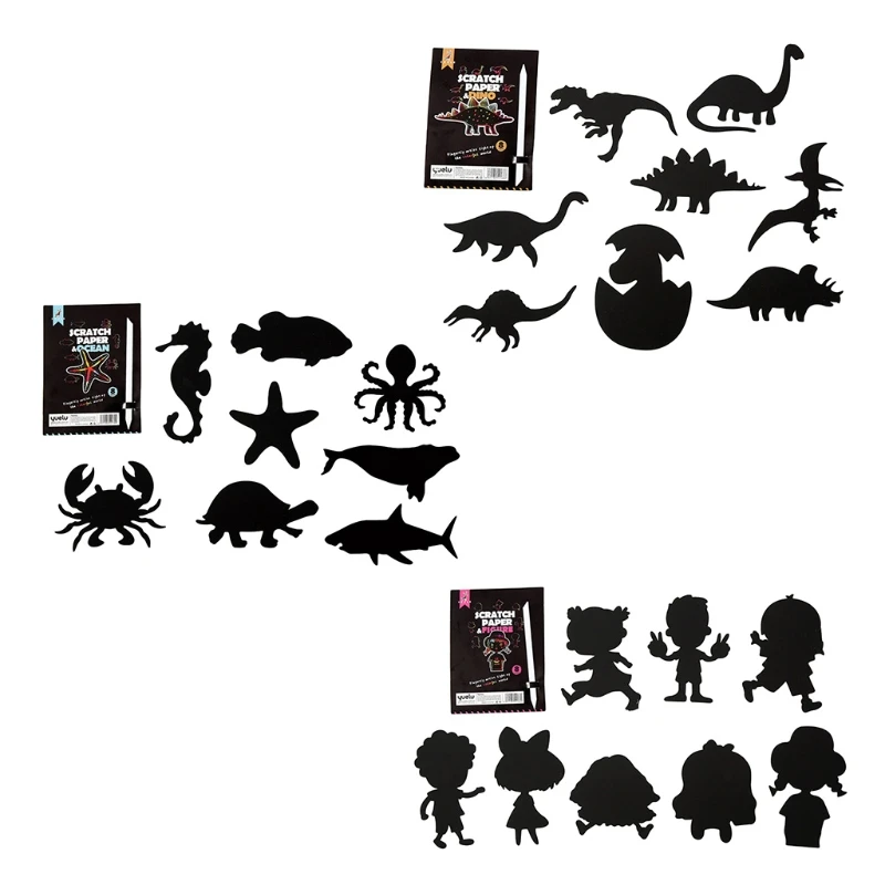 

8Pcs Creative Painting Set Cartoon Scratching Paper Painting Set DIY Crafts Scratch Paperboard Interactive Drawing Kit