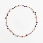 Женское винтажное ожерелье ZA, длинная цепочка из разноцветных натуральных камней в стиле бохо, ручная работа, подарочные украшения