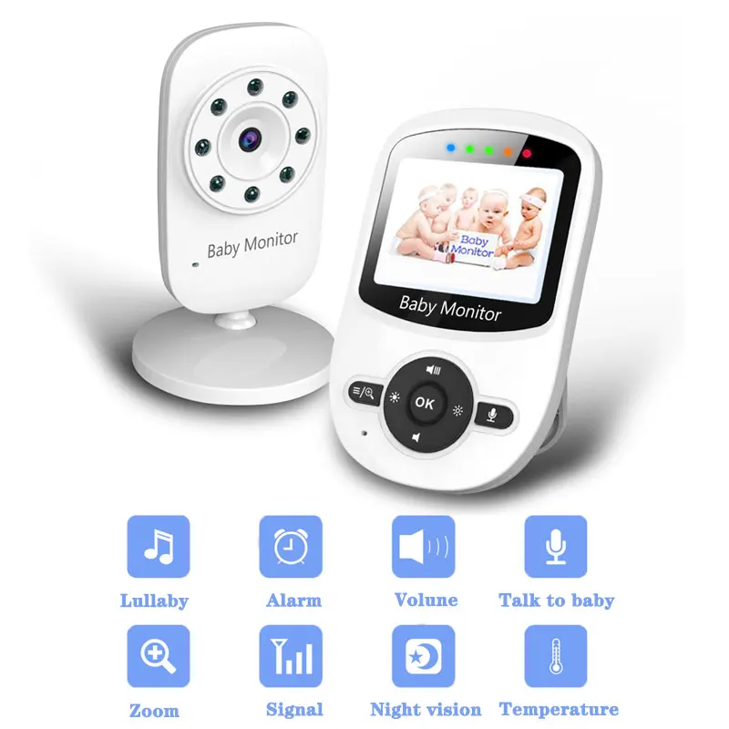 

Wireless Baby Monitor 2.4 Inch Display Video Night Vision Temperature Monitoring Two Way Conversation Lullaby LED Baby Monitor