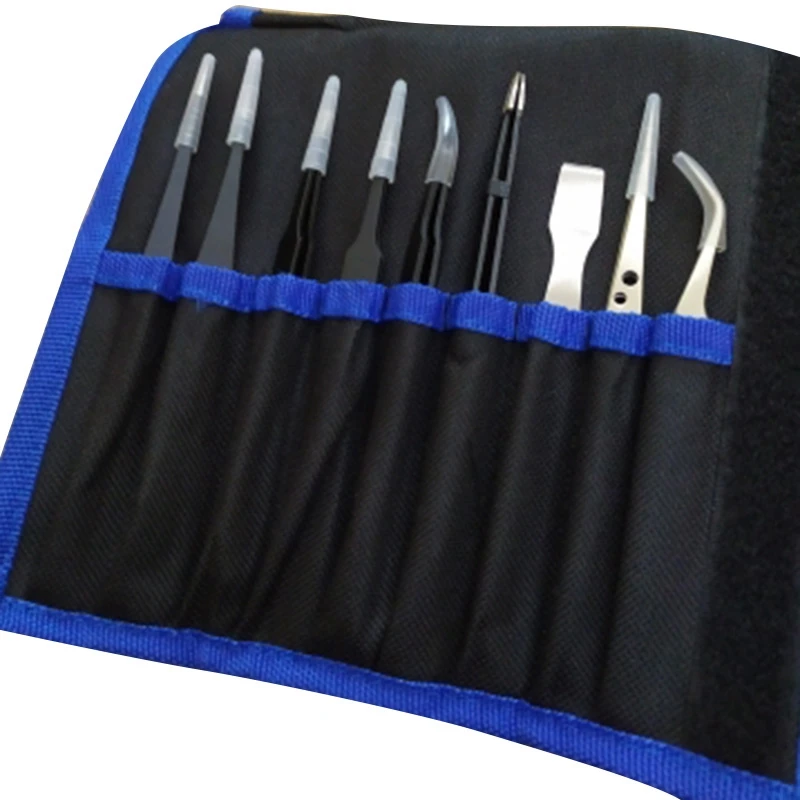 

9Pcs/Lot ESD Tweezer Set Anti-Static with Non Magnetic Tips for Electronics Repair Soldering Tweezer Tools