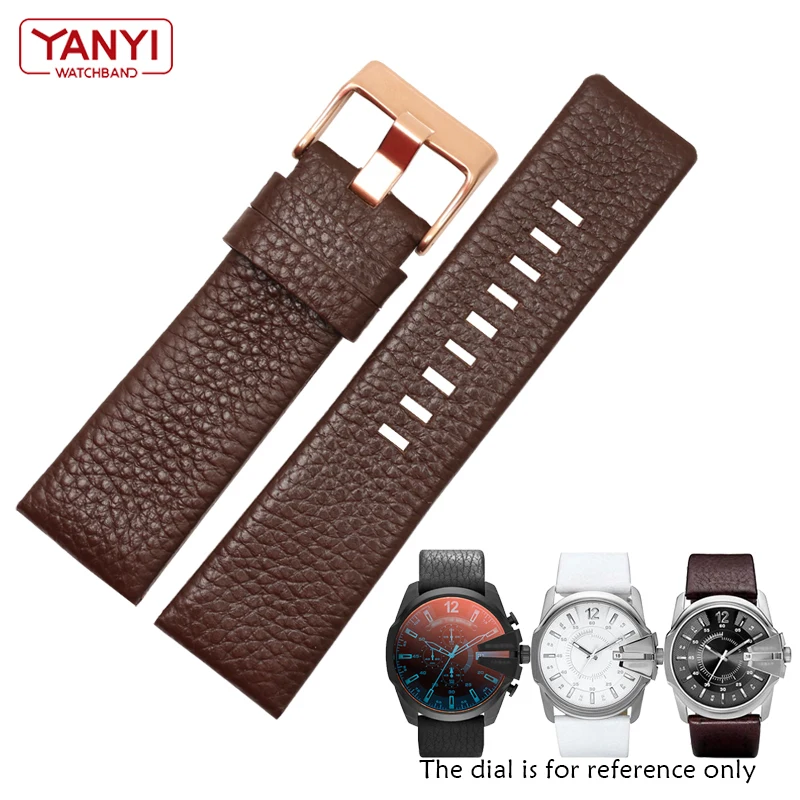 Genuine leather strap watchband 22 24 26 27 28 30mm 32mm Litchi grain for diesel Watch band DZ7313 DZ4386 DZ1405 watch bracelet