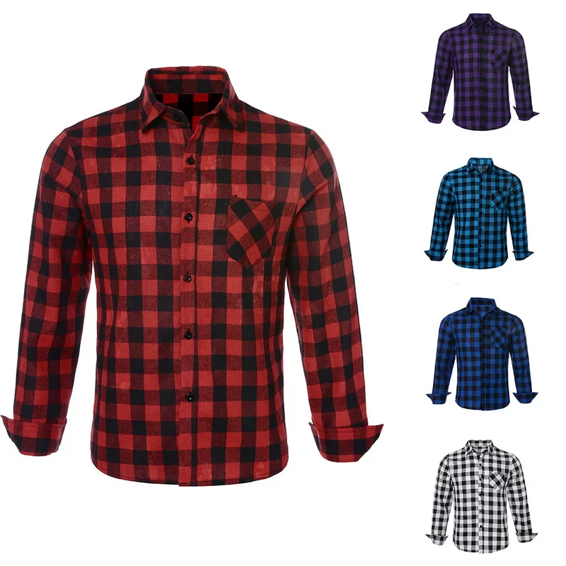 MJARTORIA 2019 мужская клетчатая рубашка модная повседневная на пуговицах с длинным