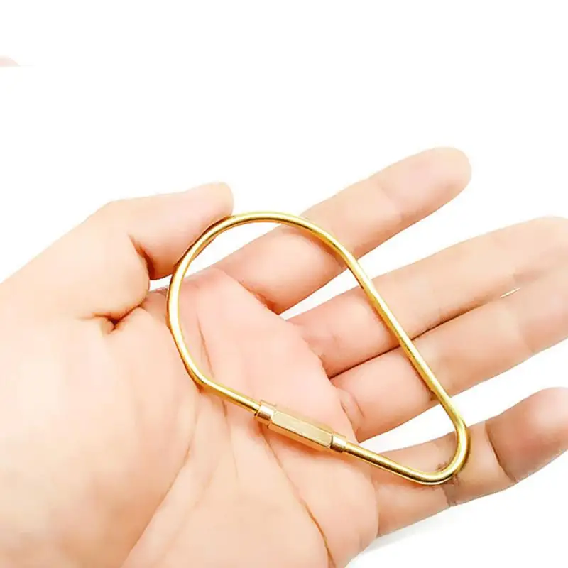 Латунь Брелок d-образная брелок Золотой Кемпинг Карабинер для выживания