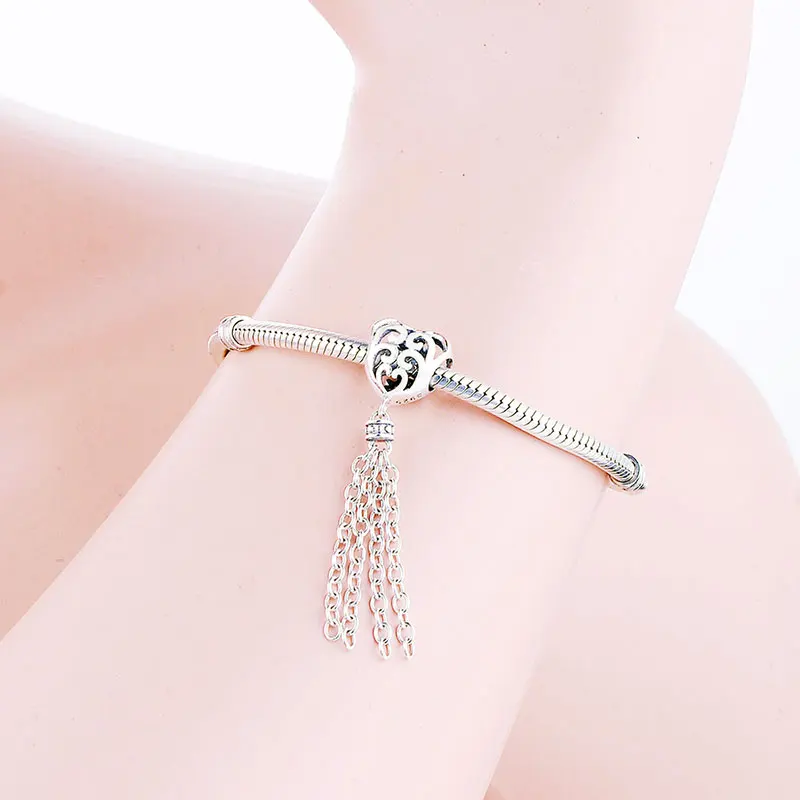 Fit Original Pan Charm Bracelet Authentic 925 Silver Heart Tassel Enchanted Bead For Making Pulcera Pendant Berloque 2020 | Украшения и