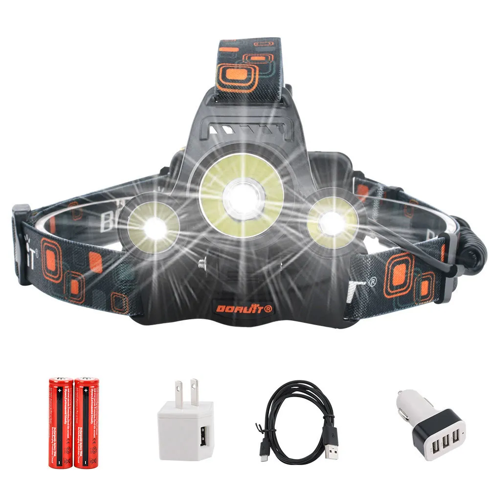 B BORUiT XM-L2 R5 светодиодный налобный фонарь 18650 Батарея USB Зарядное устройство фар 4-режиме Водонепроницаемый налобный фонарь для кемпинга, охоты, фонарик - Испускаемый цвет: B