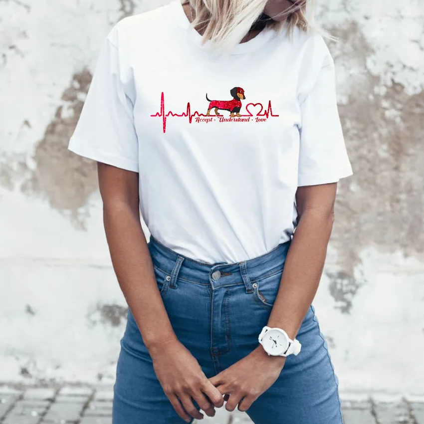 Такса сердцебиение ЭКГ орнамент футболка &quotВлюбленные&quot Летнее платье для