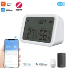 Датчик температуры и влажности Tuya Zigbee, умный термометр для умного дома, работает с Alexa Google Home