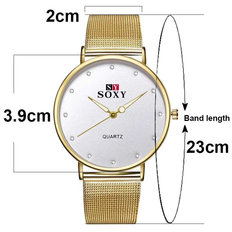 

SOXY Women's Watch Ultra-thin Business Ultra-thin Watch Women Luxury Saat Gold Mesh Stainless Steel Women's Watches Relogio