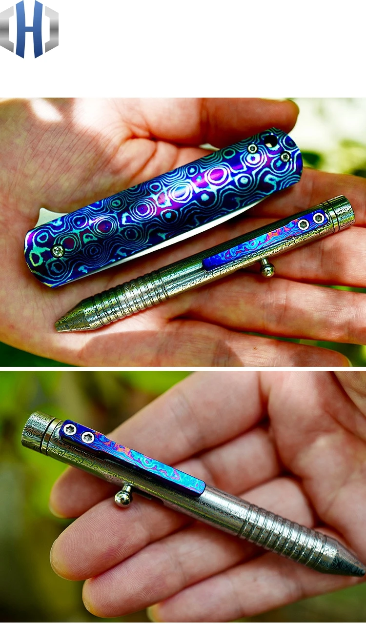 Портативная тактическая ручка для активного отдыха с изображением Дамасского