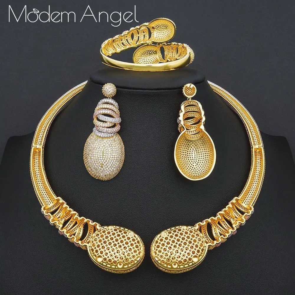 ModemAngel Роскошный цветок кубического циркония Африканский индийский ожерелье
