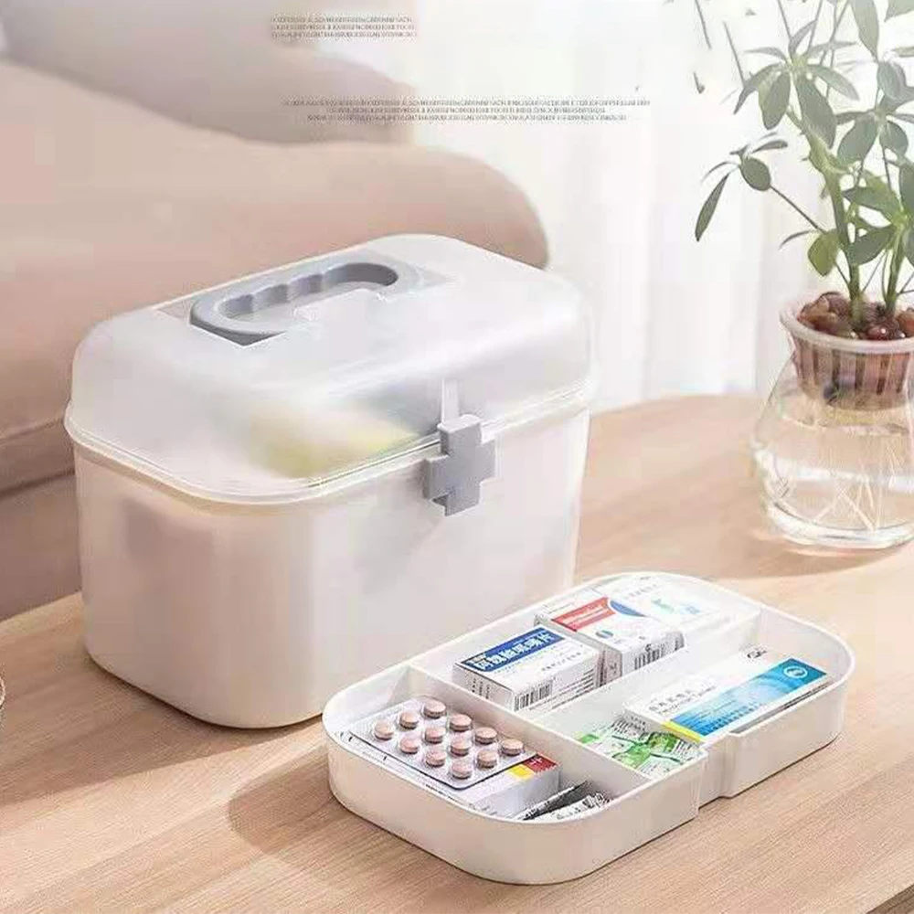 

Аптечка медицинская двухуровневая, органайзер большой вместимости, пластиковый контейнер, медицинский бокс