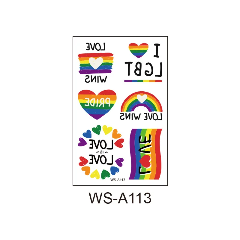 

Pride Day Love Colorful Disposable Tattoo Sticker Rainbow Tattoo Sticker
