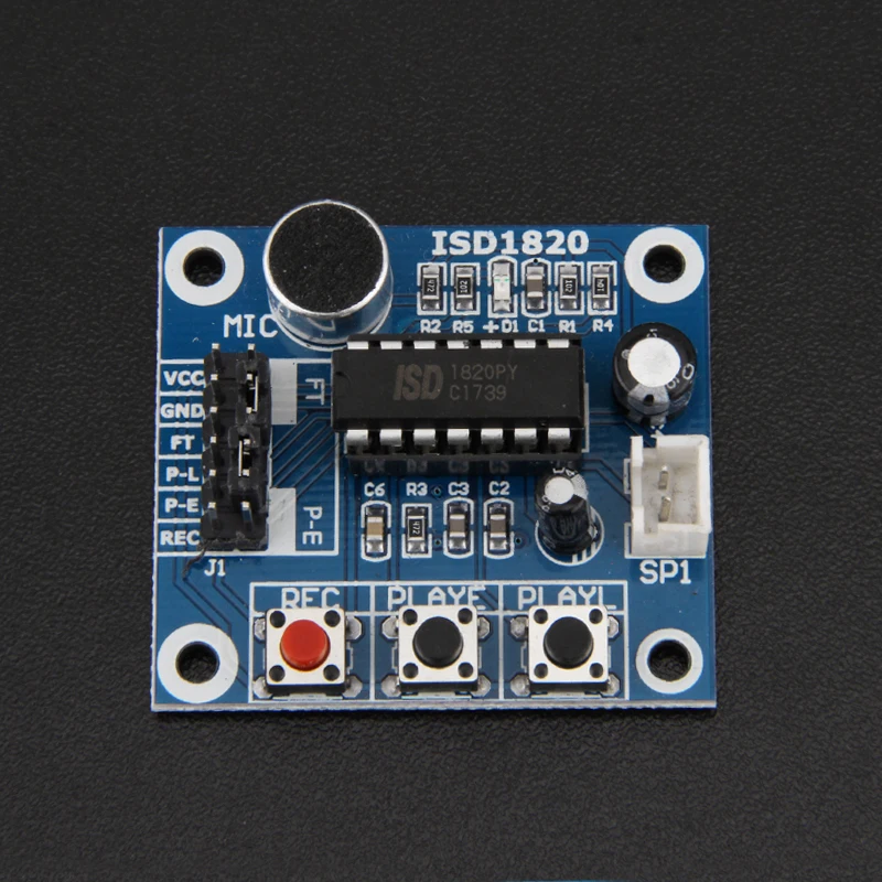 UNISIAN ISD1820 Recording Module 8 Ohm 0.5W Sound Recorder / Play REC Voice Board with Microphones + Loudspeaker DC 3-5V | Электроника