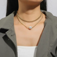 fashionable vintage multi layer gold diamond pearl necklace for women korean fashion necklaces party jewelry accessories gifts