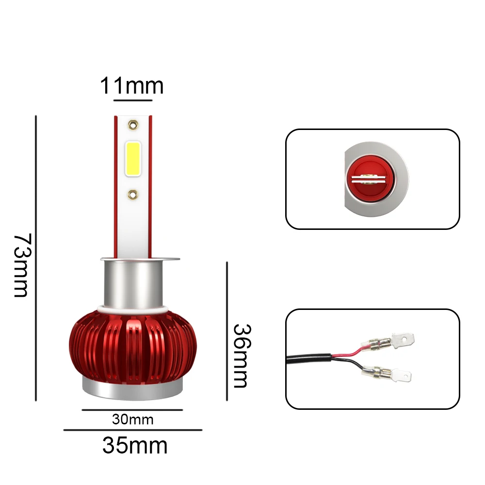 

2pcs/lot K1 H1 72W 8000LM IP68 6000K White COB LED Headlight Auto Headlamp Light Kit for Car / Truck / SUV Car Light