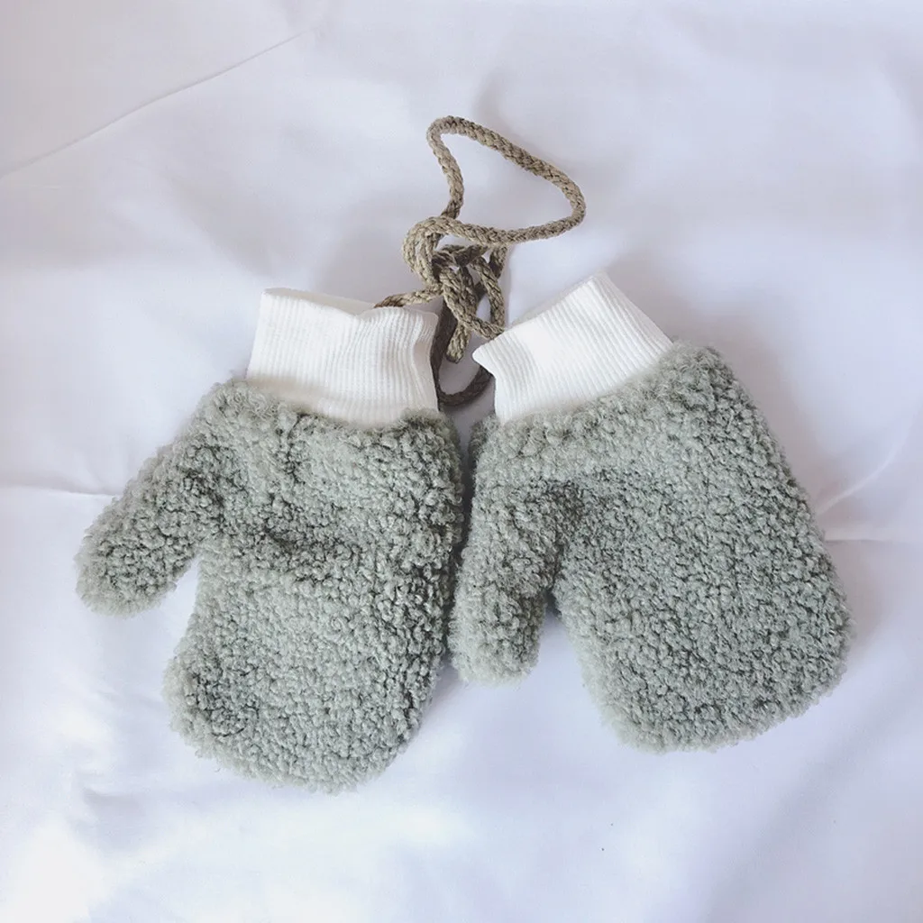 Toddler Baby Thicken Boys Girls Rope Full Finger Warm Knitted Mittens Gloves перчатки детские kids solid gloves baby | Детская