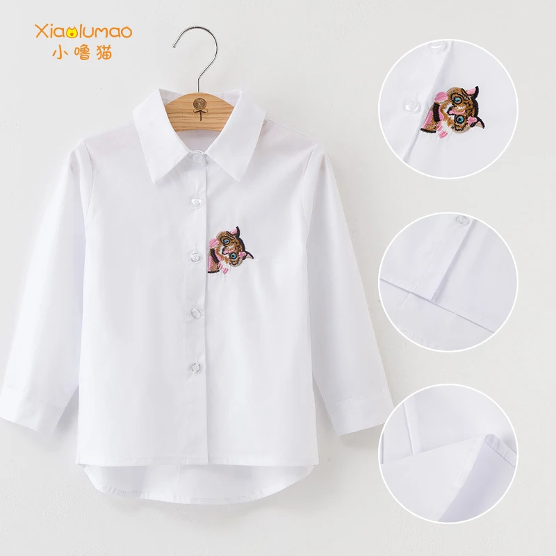 Детские рубашки для девочек топы с длинными рукавами детская блузка От 4 до 10 лет