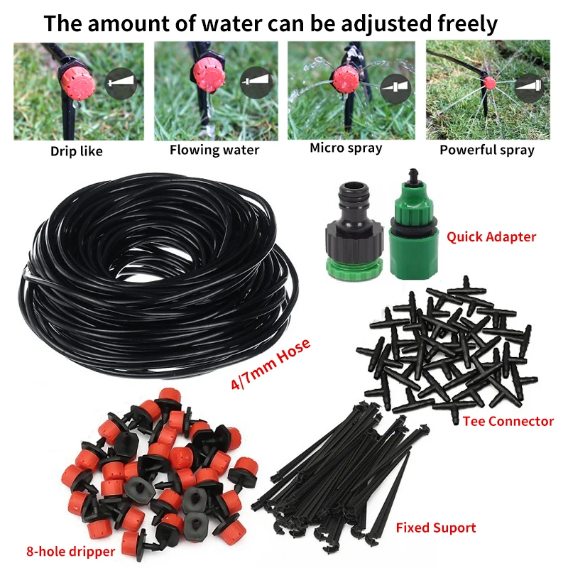 

5m-50m DIY Drip Irrigation System Automatic Irrigation System Kit Garden Hose With Adjustable Drip Head Mini Drip Water Kit