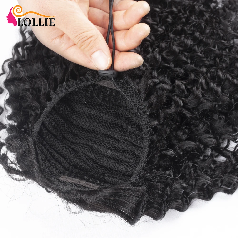 Lollie кудрявый конский хвост человеческие волосы натуральный цвет мягкие