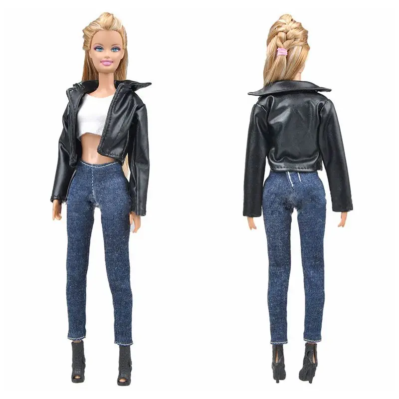

Leather Coat Jacket Vest Denim Pants For Barbie Doll Clothes Set Fashion Outfits 1/6 BJD Dolls Accessories Kids Toy Girl Gifts