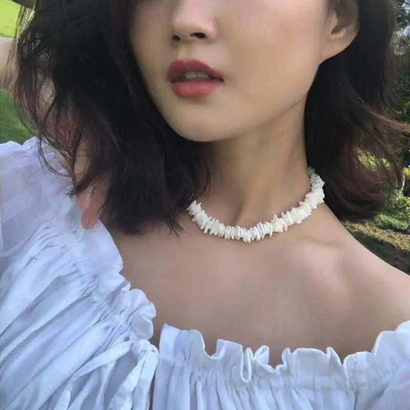 Женское Ожерелье-чокер из натурального ракушка с неровными кристаллами