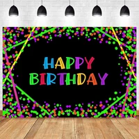 neon lights twinkle happy birthday photo backdrop party audlt hip hop photography background banner prop decoration