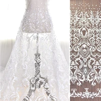 wedding dress embroidery white lace fabric dress clothing fabric diy material off white