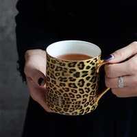 350ml personalized leopard bone high quality coffee cup chinese porcelain tea cup travel desk office luxury gift for the boss