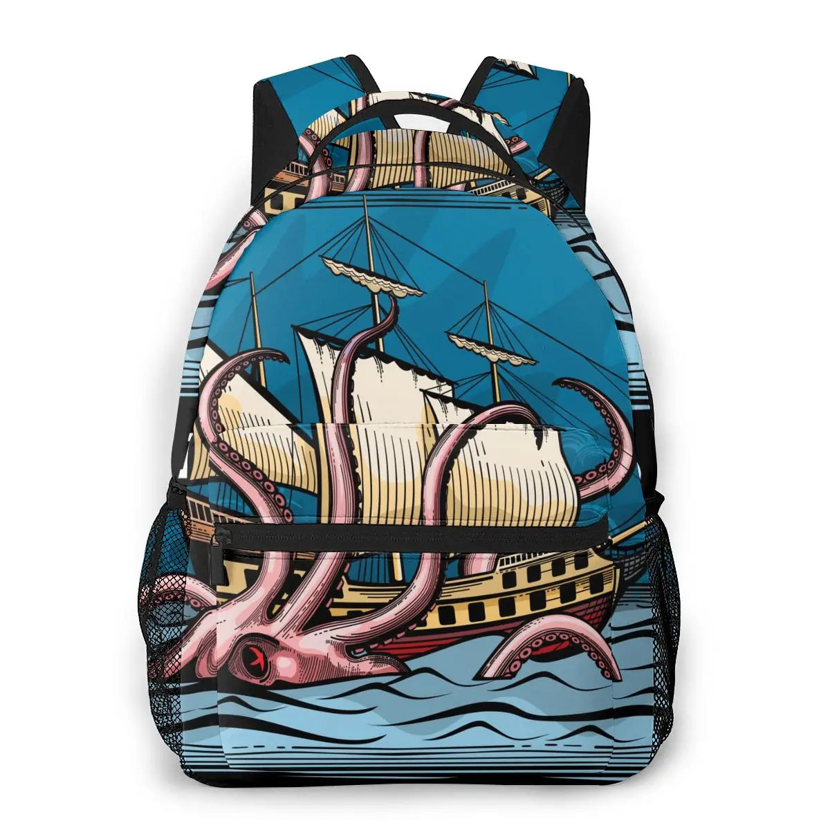 

Женский рюкзак, детская школьная сумка для девочек-подростков, парусное судно, рюкзак для ноутбука с изображением монстра и осьминога, 2021